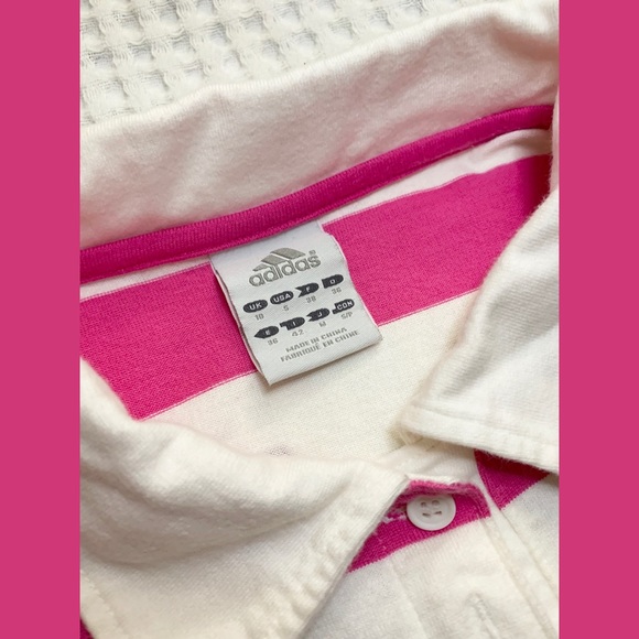 Adidas polo shirt pink striped - Picture 3 of 6